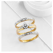 9ct Gold 13pt Diamond Bridal Ring Set H