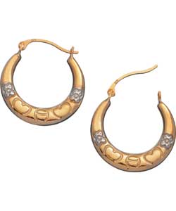 9ct Gold 2 Colour Mam Flower Creole Earrings
