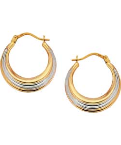 9ct Gold 2 Tone Creole Earrings