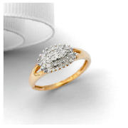 9ct Gold 25 point Diamond Oval Cluster Ring, J