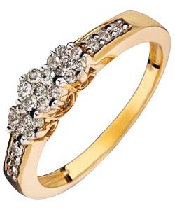 9ct Gold 3 Stone Diamond Set Ring