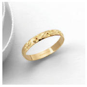 9CT GOLD 3MM DIAMOND CUT WEDDING BAND, K