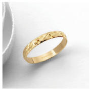 9ct Gold 3mm Diamond Cut Wedding Ring, K