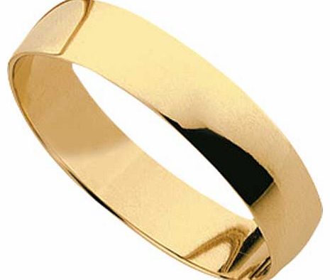 9ct Gold 4mm Plain D-Shape Wedding Ring - Size L