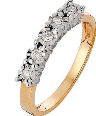 9ct Gold 5 Stone Diamond Half Eternity Ring -