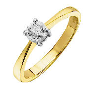 9CT GOLD 50PT DIAMOND SOLITAIRE RING, O