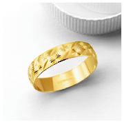 9CT GOLD 5MM DIAMOND CUT WEDDING BAND, Q