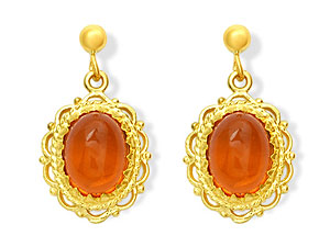 9ct gold Amber Drop Earrings 071905
