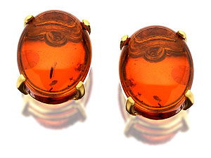 9ct Gold Amber Earrings 10mm - 070282