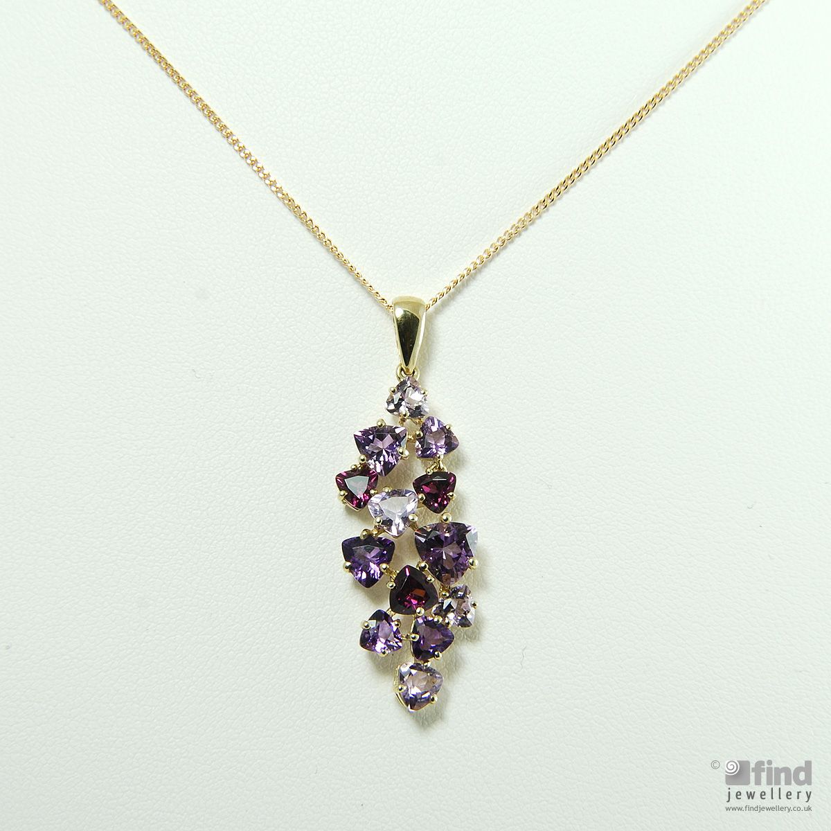 9ct Gold Amethyst and Brazilian Garnet Necklace