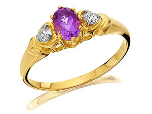 9ct gold Amethyst and Cubic Zirconia Heart Ring