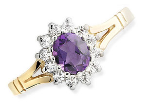 9ct gold Amethyst and Cubic Zirconia Ring 186272-L