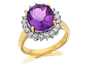 9ct gold Amethyst and Diamond Cluster Ring 048432-J