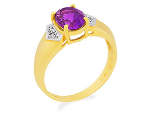 9ct gold Amethyst and Diamond Ring 180498-L