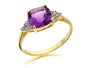9ct gold Amethyst and Diamond Ring 180909-N