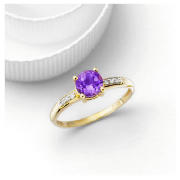 9ct gold amethyst and diamond ring K