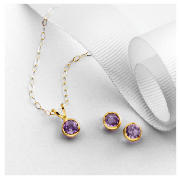 9ct gold amethyst earring and pendant set