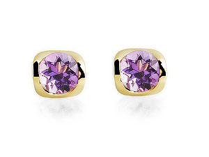 9ct gold Amethyst Solitaire Earrings 070207