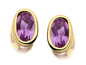 9ct Gold And Amethyst Earrings 6mm - 070453