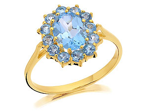 9ct gold and Blue Topaz Cluster Ring 180910-J
