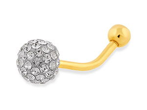 9ct gold and Crystal Ball Belly Bar 074720