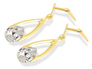 9ct Gold and Crystal Teardrop Earrings 074060