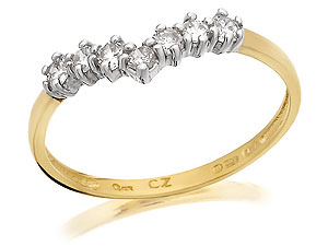 9ct Gold And Cubic Zirconia Wishbone Ring - 185901
