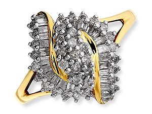9ct gold and Diamond Cluster Ring 046071-O