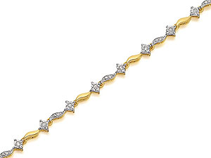 9ct Gold And Diamond Comet Waves Bracelet 25pts