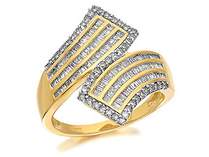 9ct Gold And Diamond Crossover Shield Ring 1ct