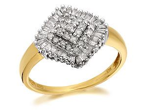 9ct Gold And Diamond Cushion Cluster Ring 50pts