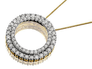 9ct gold and Diamond Double Circle Pendant and