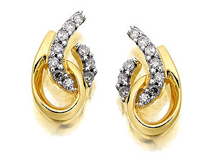 9ct gold and Diamond Double Curl Earrings 045470