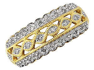 9ct gold and Diamond Filigree Band Ring 046107-P