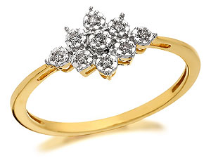 9ct Gold And Diamond Flower Cluster Ring - 180921