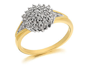 9ct gold and Diamond Four Tier Cluster Ring 049235-Q