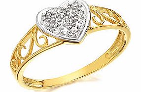 9ct Gold And Diamond Heart Ring - 182121
