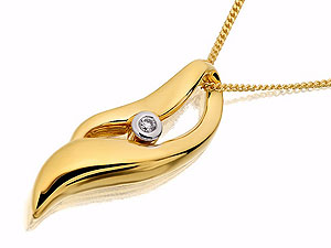 9ct gold and Diamond Leaf Pendant and Chain 045781