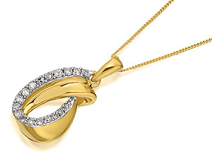 9ct Gold And Diamond Loop Pendant And Chain