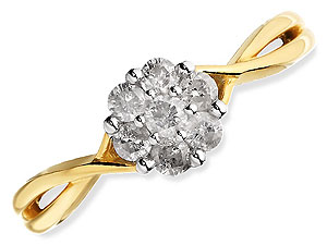 9ct gold and Diamond Open Twist Cluster Ring 046070-K