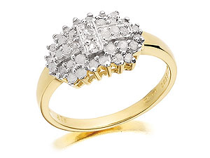 9ct gold and Diamond Pin Cushion Cluster Ring 049233-K