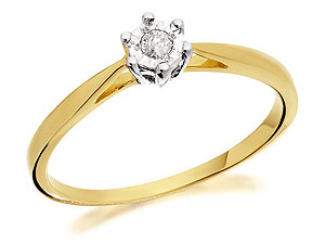 9ct Gold And Diamond Solitaire Ring 5pts - 045031