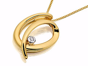 9ct gold and Diamond Swirl Pendant and Chain 045778