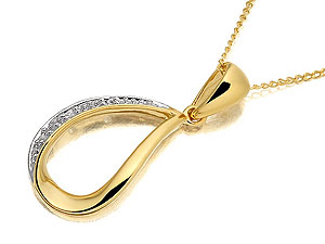 9ct Gold and Diamond Teardrop Pendant and Chain