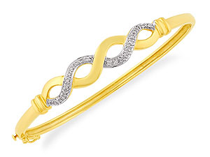 9ct gold and Diamond Twine Hinged Bracelet 049759