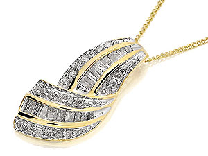9ct gold and Diamond Twisted Ribbond Pendant and Chain 049734