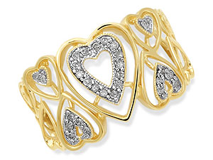 9ct gold and Diamonds Hearts Ring 046053-J