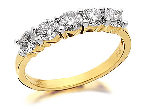 9ct Gold And Five Diamond Half Hoop Ring 1ct -