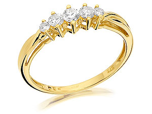 9ct Gold And Five Diamond Ring 0.33ct - 045829