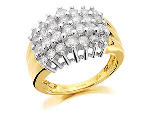9ct gold and Four Rows of Diamonds Cluster Ring 049229-K